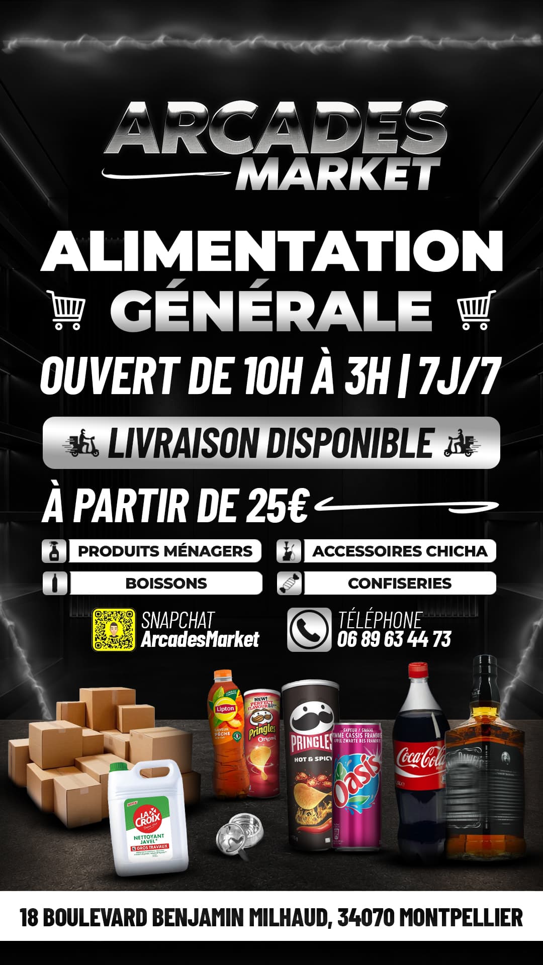 Visuel réalisé pour Arcades Market, commerce alimentaire
