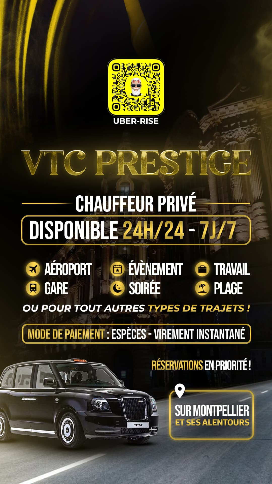 Visuel réalisé pour Uber Rise, vtc