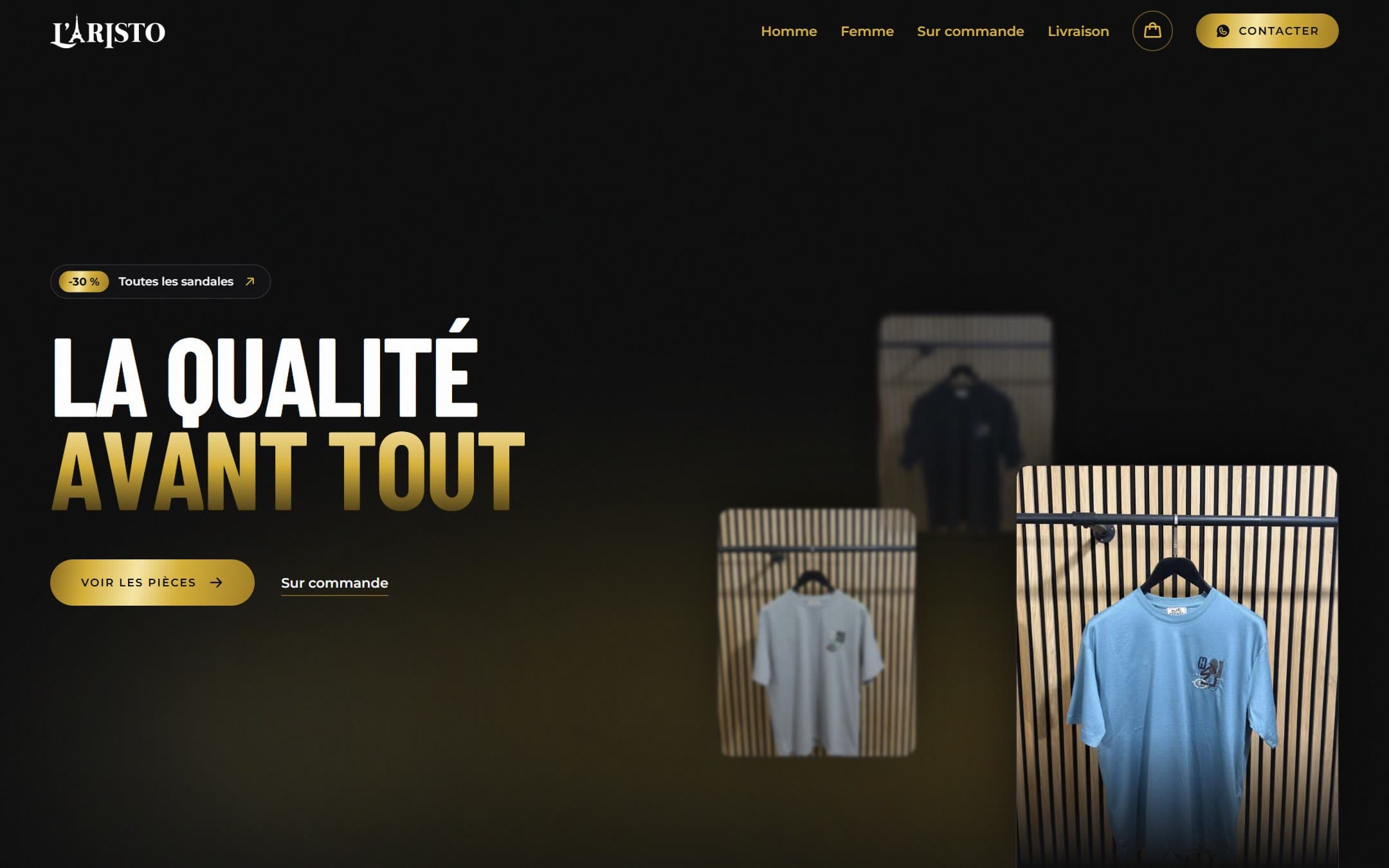 Page d'accueil du site L'Aristo, prêt-à-porter