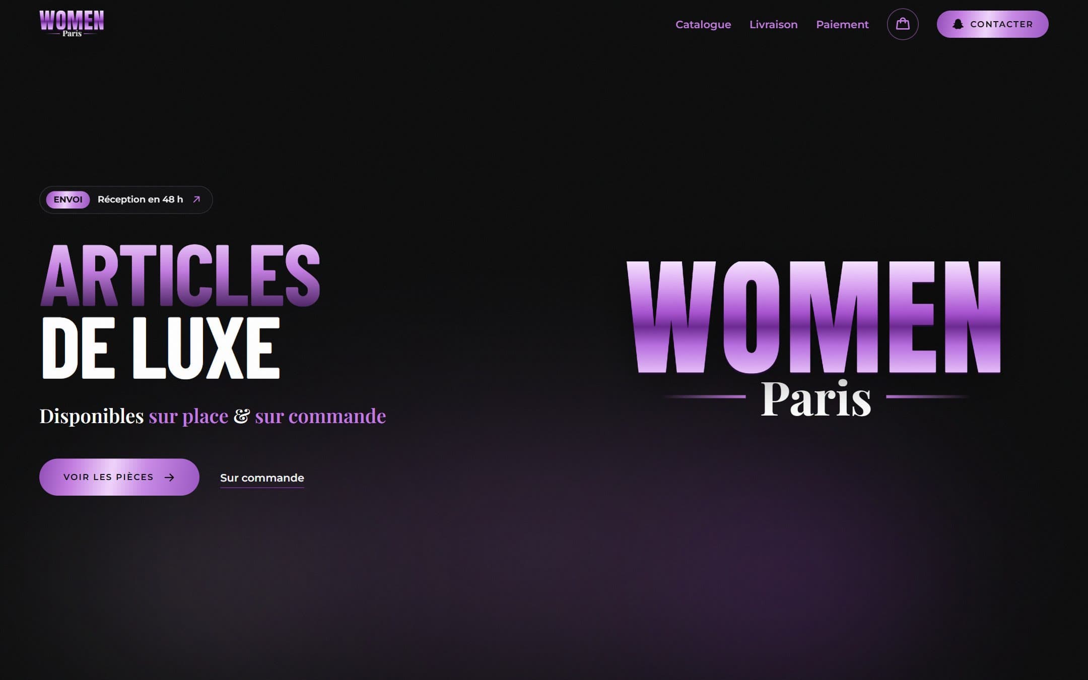 Page d'accueil du site Women Paris, prêt-à-porter